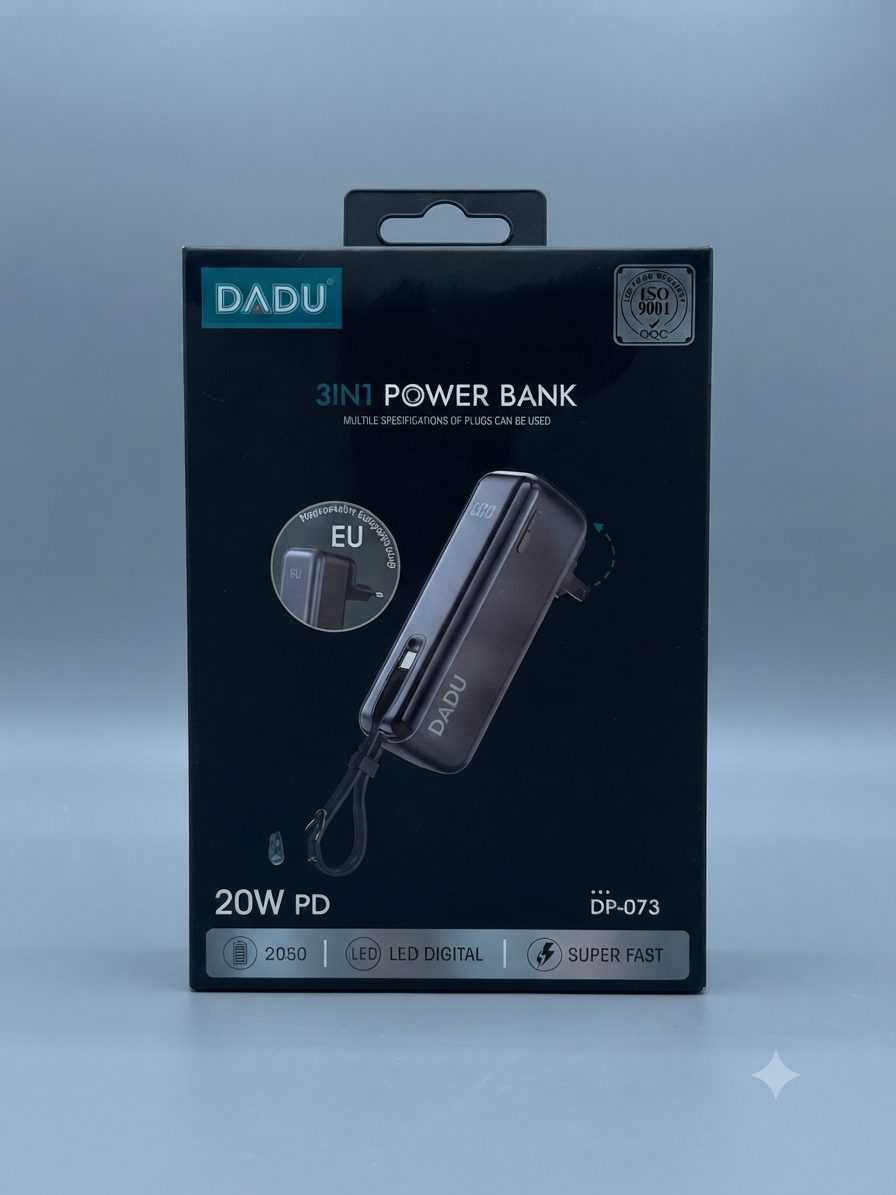باور بانك 3 في 1 ماركة DADU - سعة 5000mAh - قوة 20W PD - موديل DP-073 - متوفر لدى Mt mobile