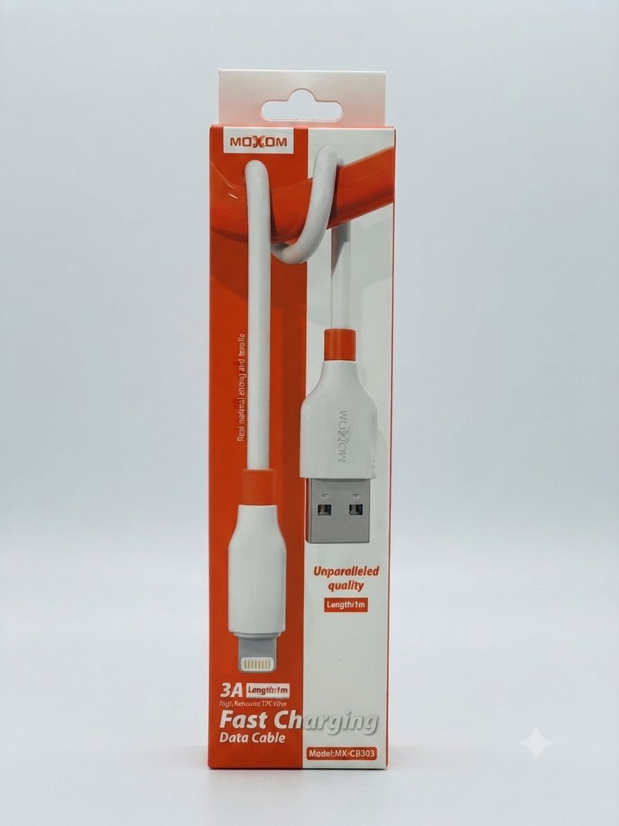 كيبل بيانات MOXOM شحن سريع 3A (USB to Lightning - موديل MX-CB303)