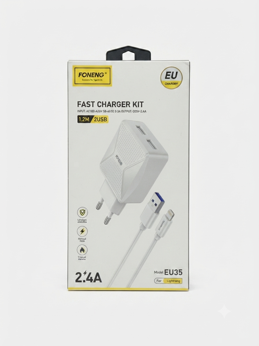 شاحن سريع FONENG EU35 مع كابل لايتنينج - متوفر الآن لدى MT Mobile
